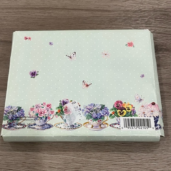 CAROL WILSON “PANSY TEACUPS” Set Of 9 Cards And 9 Envelopes - Picture 2 of 4